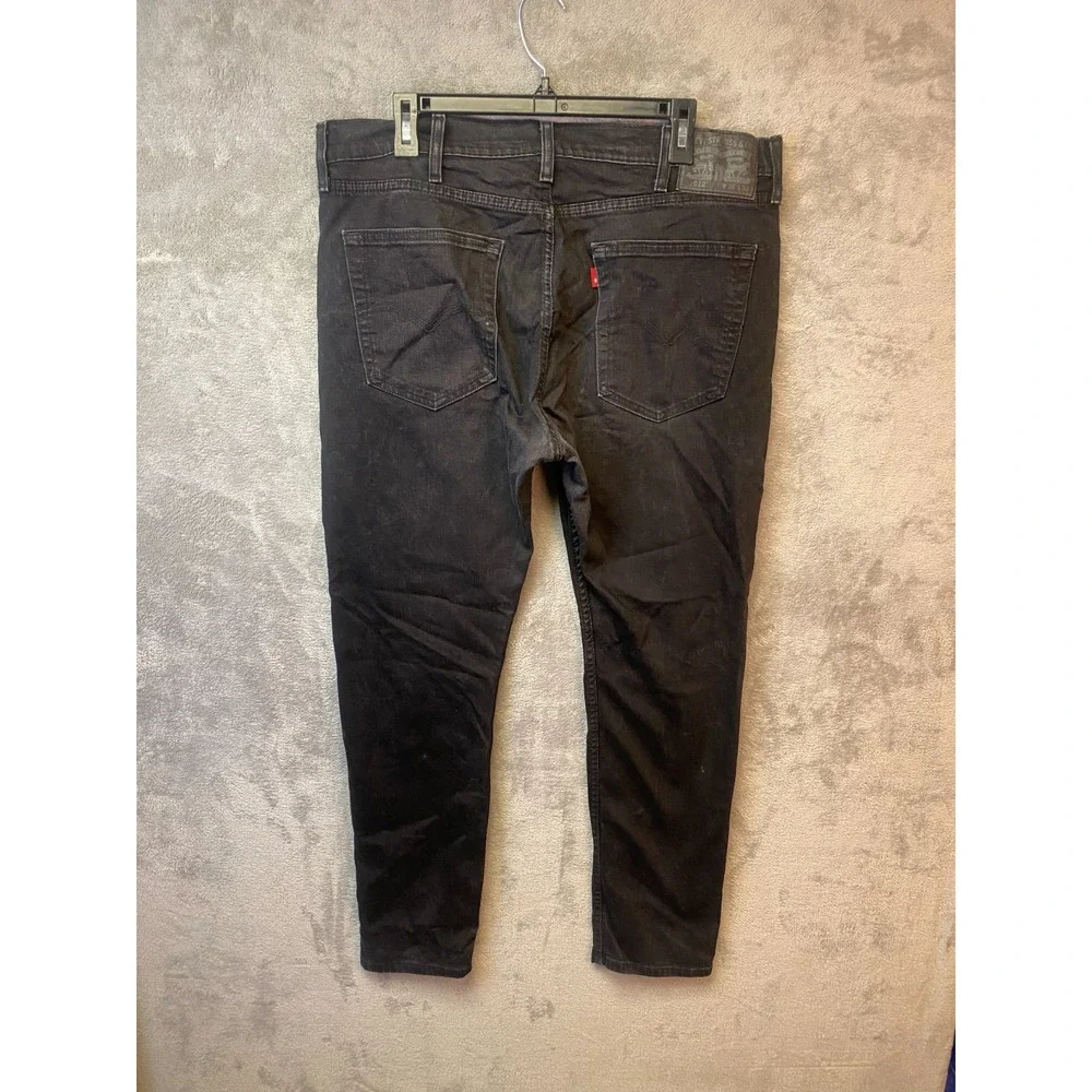 Levi's 512 Black Jeans Mens 38x32 Slim Taper Stretch Denim Pants Dark Wash
